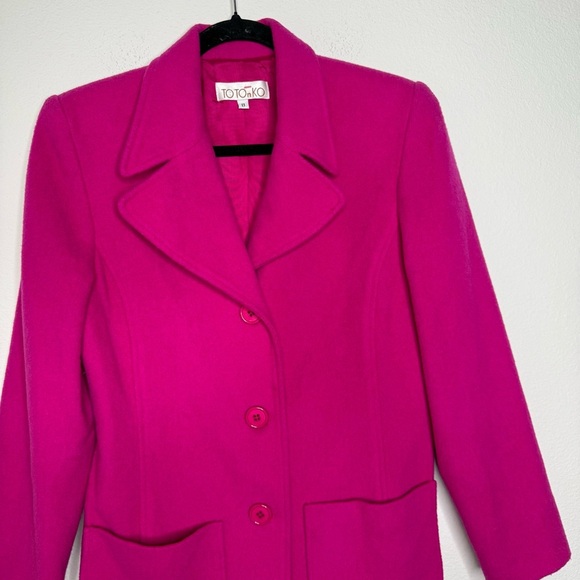 Totonko Vibrant Pink Wool Coat Size 8 Medium 20” PTP - Picture 15 of 15